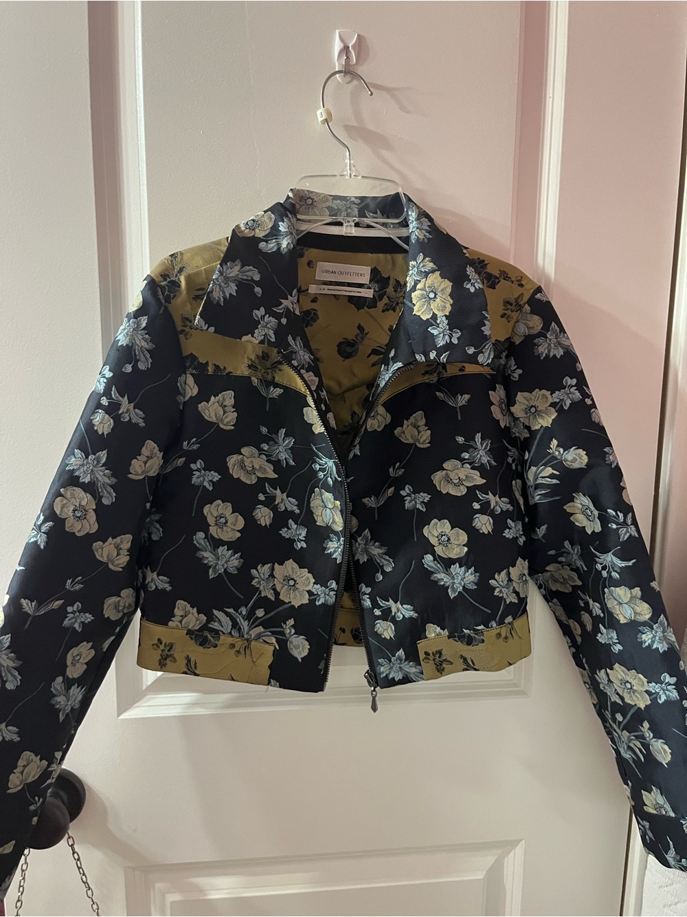 Urban Outfitters Black & Olive Floral Bomber Jacket